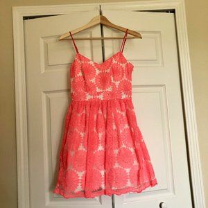 Pink Embroidered Flower Dress